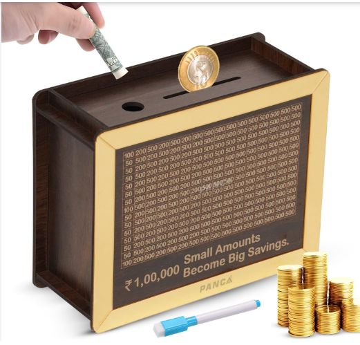 GOLDEN Wooden Coin Piggy Bank